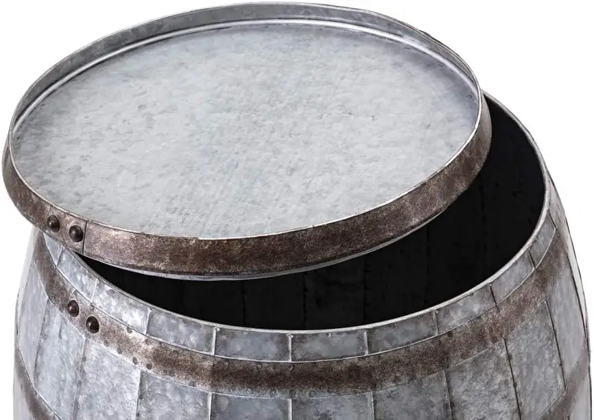 Tavolo portaoggetti per botte di vino Vineyard – Tavolo in stile botte di ferro vintage, mobili da bar per la casa in metallo rustico