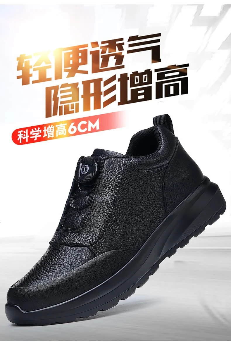 Sportliche Freizeitschuhe für Herren mit Automatikschnallen, bequeme Pendler-Schuhe, mehrlagiges Rindsleder, höhenvergrößerndes Innendesign – Detail 2