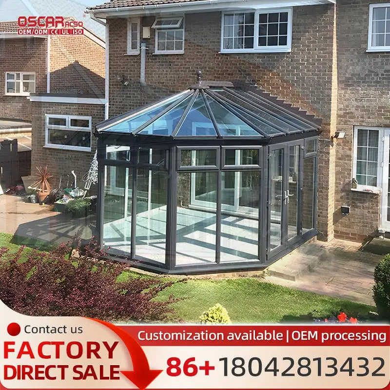 

Large Mini Glass Greenhouses for Backyard Flower Commercial Agriculture Use sunroom