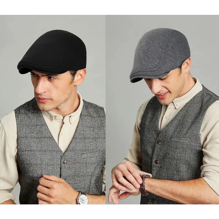 Malaxlx 2 قطعة رجل إمرأة موزع الصحف قبعة مسطحة قبعة البيريه اللبلاب الأيرلندية غاتسبي القيادة قبعة أجرة #2