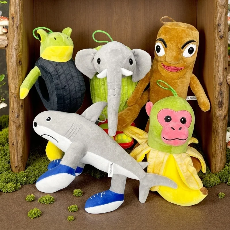

Акула, горилла, лягушка, слон, набор плюшевых игрушек, мягкие игрушки для детей, подарок на день рождения, домашний декор, детская комната, милая коллекция животных