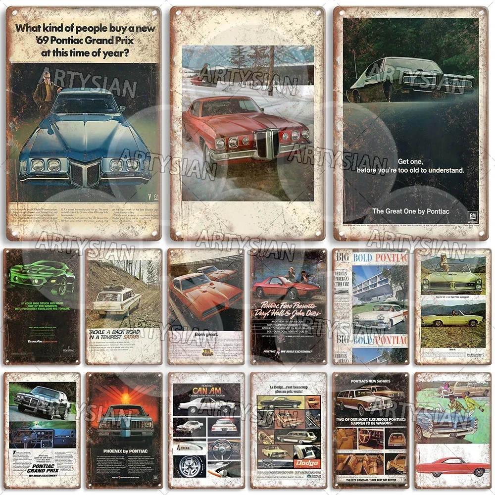 Automobile Metal Sign Car Truck Van Pickup Bus Ads Metal Plaque Pontiac Grand Prix GTO Phoenix Fiero Catalina Tempest Dodge