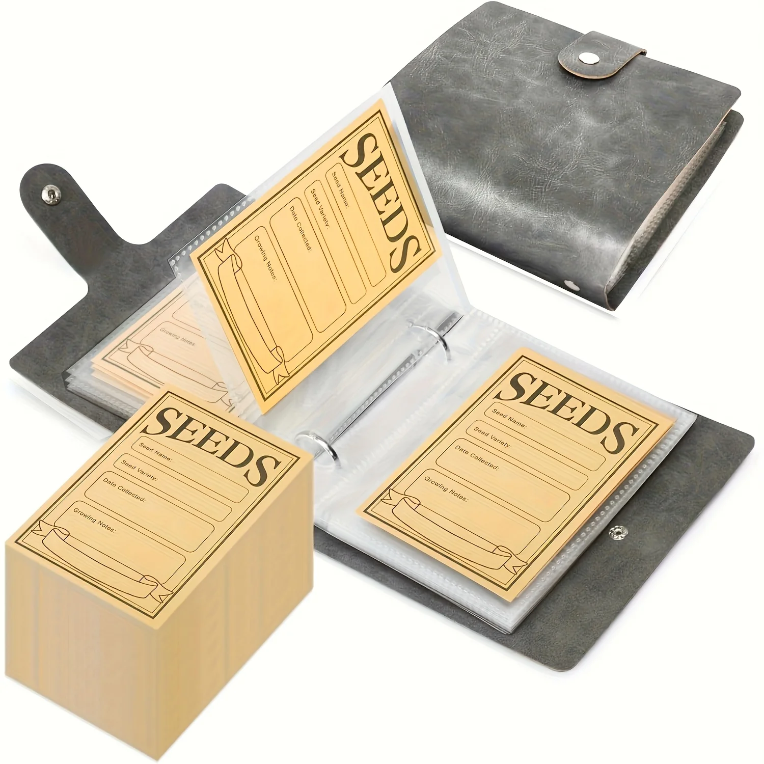 1 Set Garden Seed Storage Book, 5″ Journal with 50 Self-Sealing Seed Envelopes, Seed Packet Organizer, Seed Saver Binder