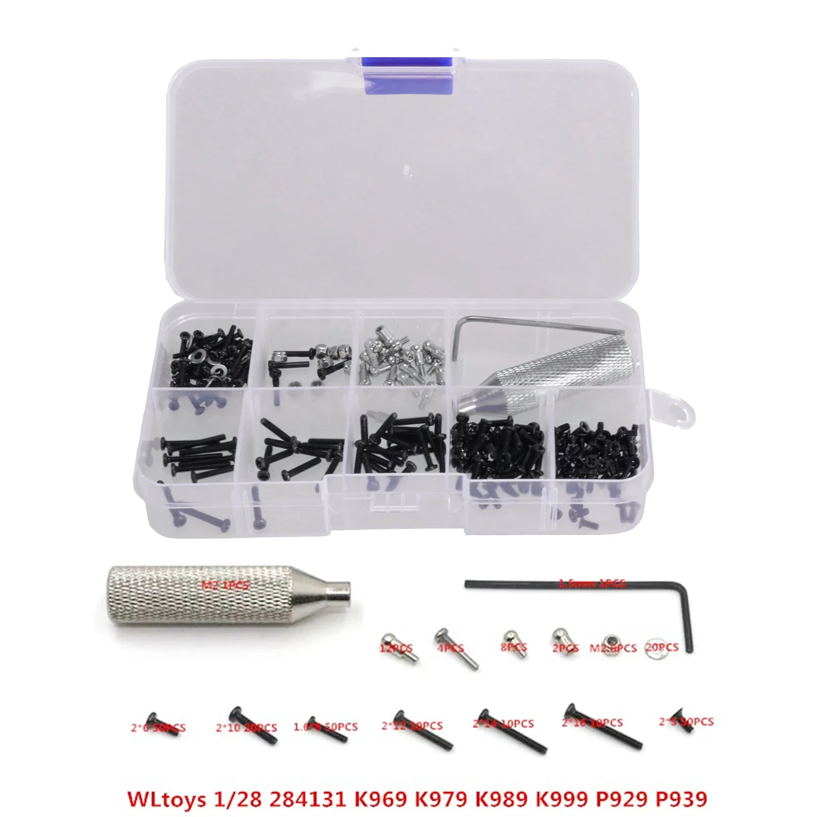 WLtoys284131 284010 K969 K989 79 K999 284161  Metal Screws Fastener Kit Repair Tools 1/28 RC Car Spare Parts Upgrade Accessories