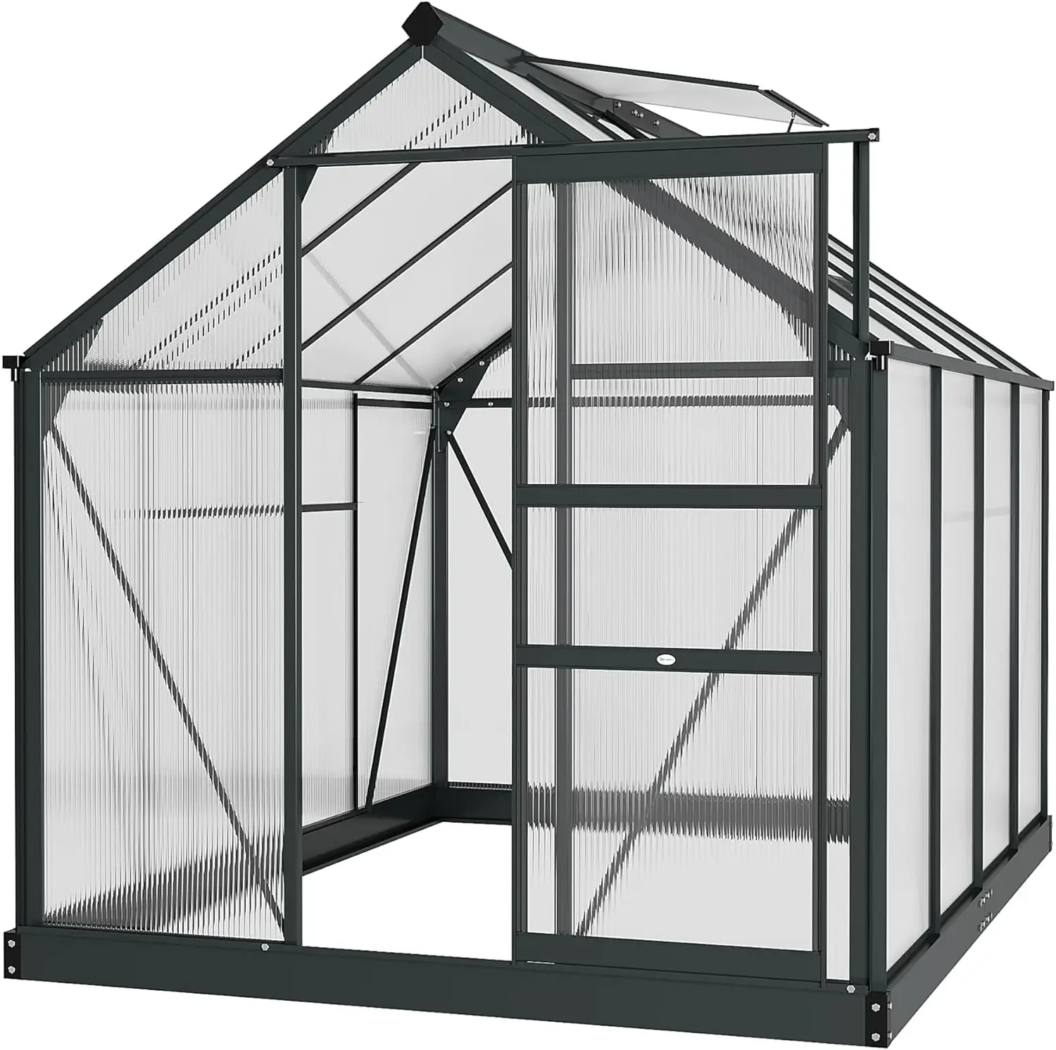 

6' x 8' x 6.5' Polycarbonate Greenhouse, Heavy Duty Outdoor Aluminum Walk-in Green House Kit with Rain Gutter, Vent and Door