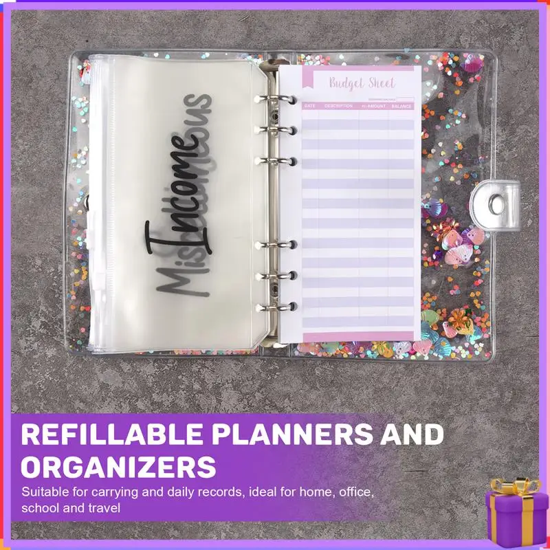 Advanced-A6 Binder Pocket With Notebook Cover,PVC Binder Cover,Waterproof 6-Ring Binder,Notebook,Expense Budget Sheet