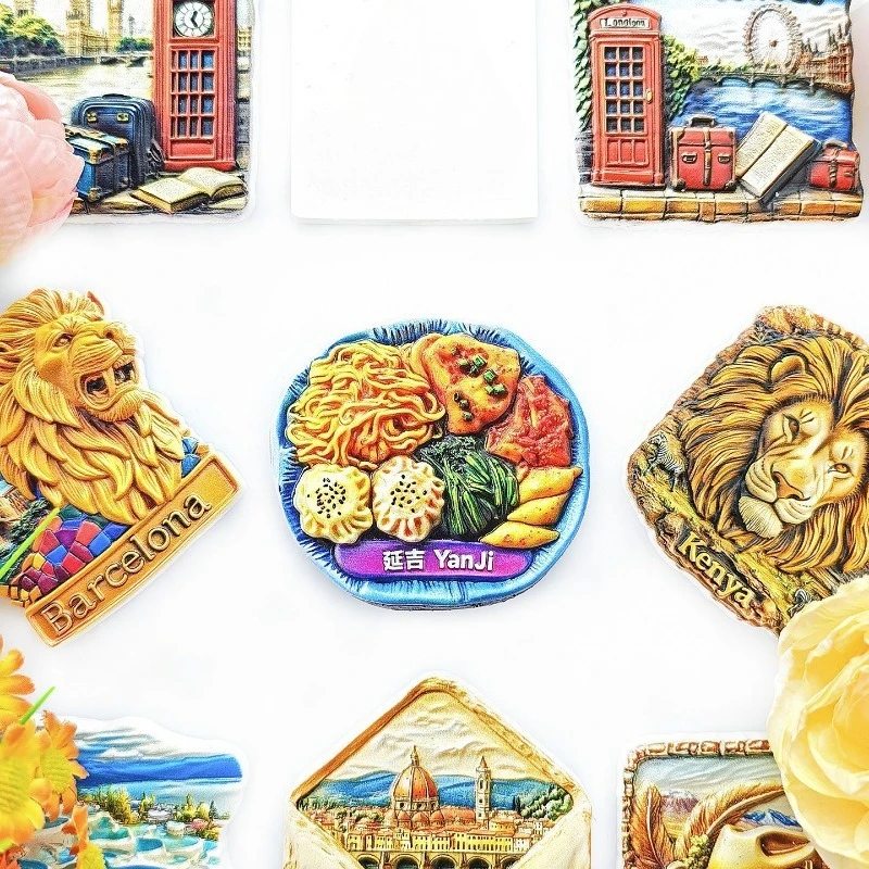 Yanji Korean Food Platter Fridge Magnet - 3D Chinese-Korean Souvenir Bibimbap & Kimchi Decor Unique Borderland Gift