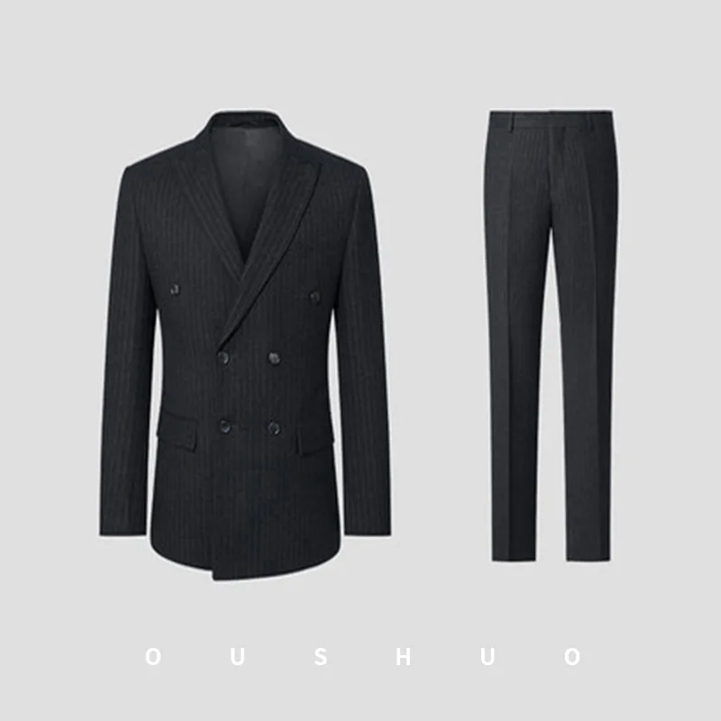 

3612-R-Men's Double Button Spring Business Suit Customized Professional Suit Customized Suit