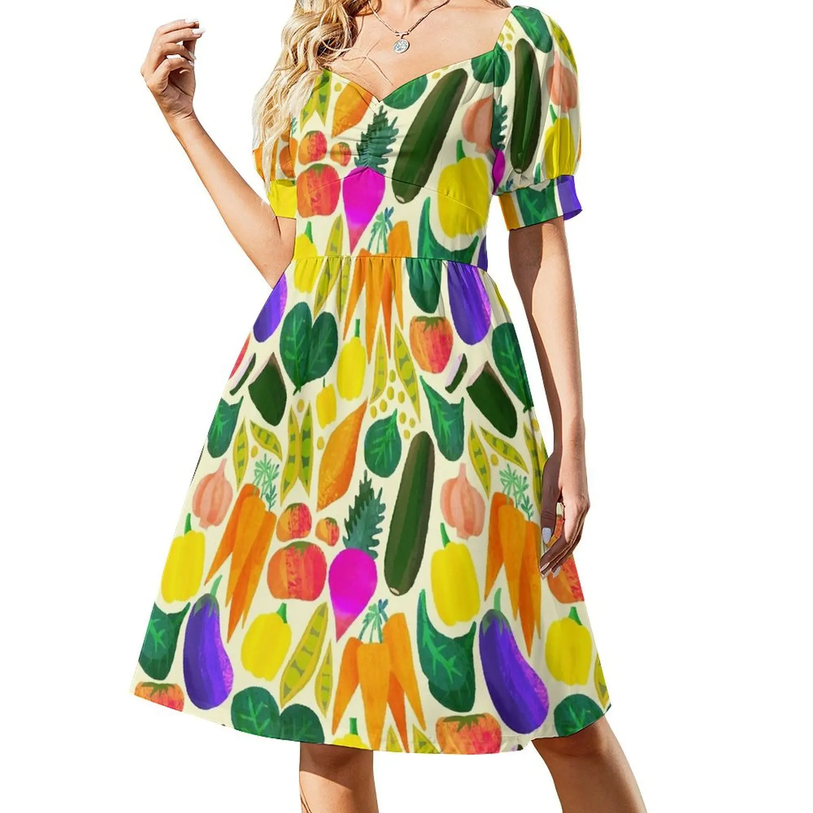 

Veggie Pattern Brights Sleeveless Dress womens dress long dress women summer daily Cocktail of dresses