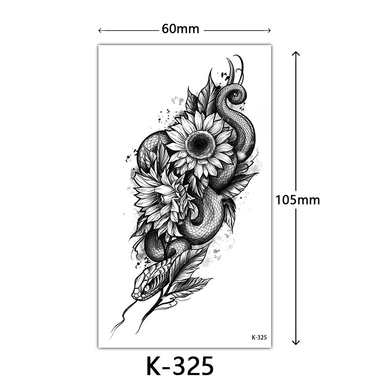 Sketch Tattoo Stickers Waterproof Semi Permanent Tattoo For Adult Women Man Temporary Tattoos English Alphabet Flower Butterfly