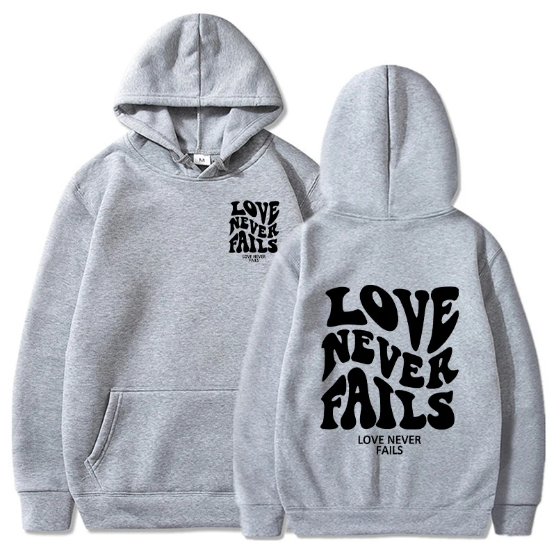 Love Never Fails Men's Trendy Pullover Women's New Long Sleeved Sportswear Harajuku Fashion Casual Street Clothing Hoodies