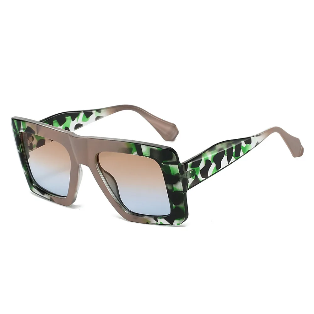 

Retro Square Leopard Gradient Women Sunglasses Y2K Personality Contrast Color Frame Design High Quality Men Casual Shades UV400