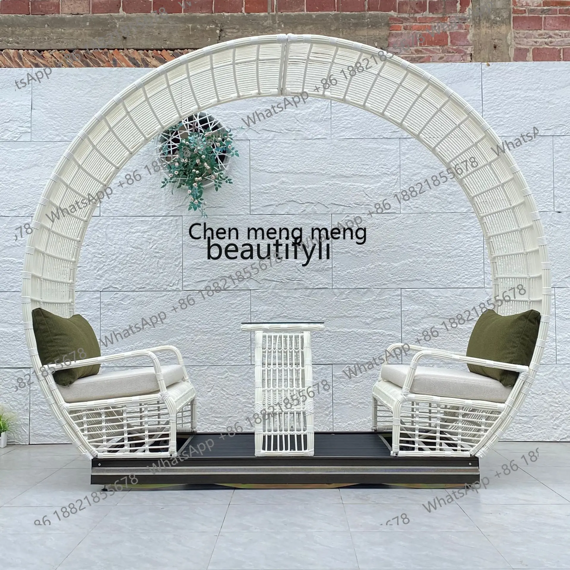 E153 Outdoor Power Rocking Chair Patio Swing Leisure Chair Outdoor Garden Swing Rattan Slide Rocking Chair