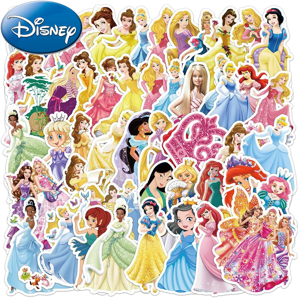 

10/30/50pcs Disney Mix Cartoon Princess Stickers Cute Snow White Cinderella Anime Sticker Decals for Kid DIY Suitcase Fridge Car