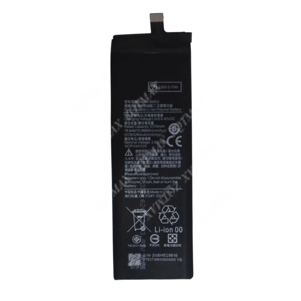 5260mAh BM52 Battery For Xiaomi Note 10 Lite 10Lite /Note 10 Pro 10Pro Mi CC9pro CC9 Pro Phone Batteries + Free Tools