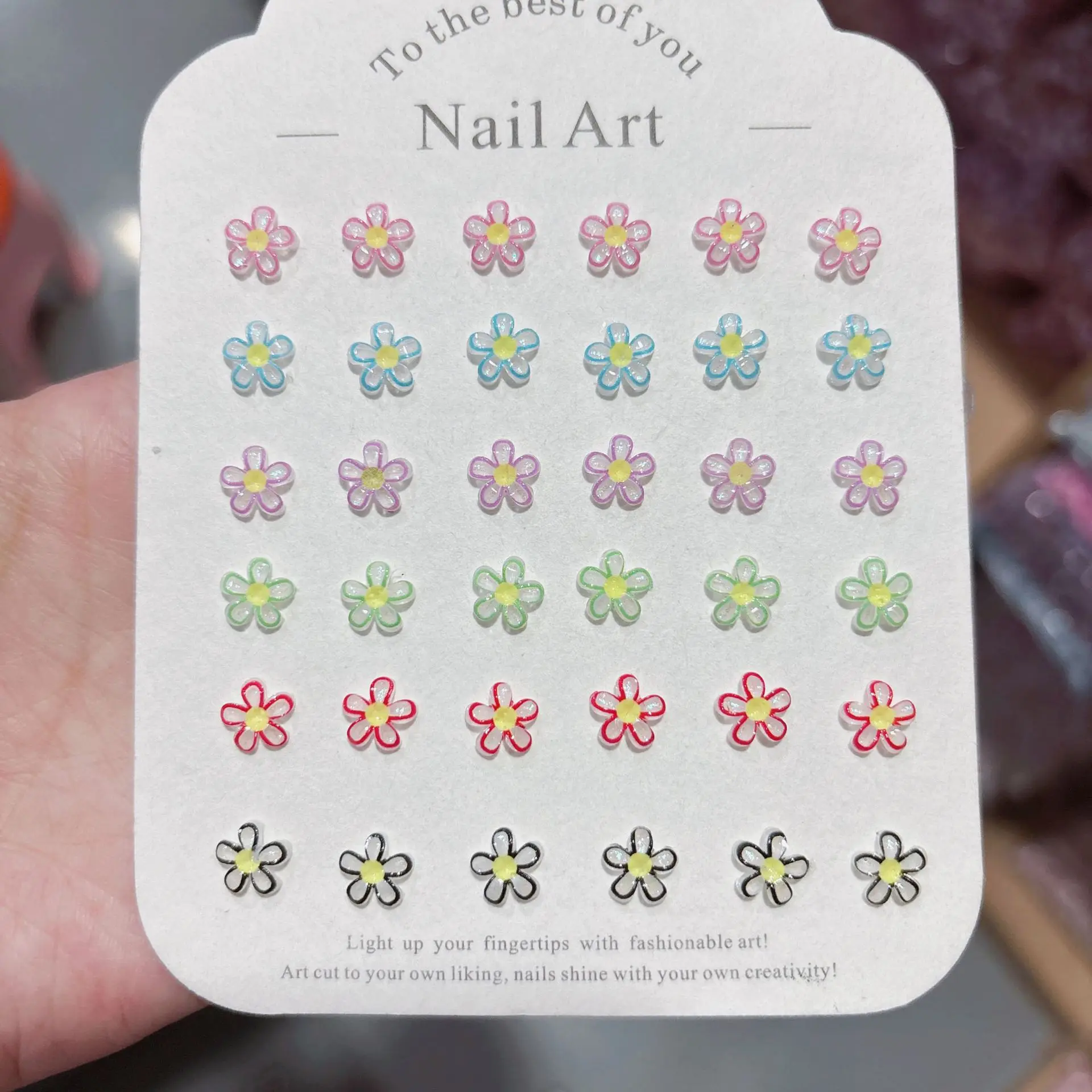 100Pcs 8mm 5-Petal Ice Crystal Flower Nail Charms - Transparent Resin Blossoms for Ethereal Manicures