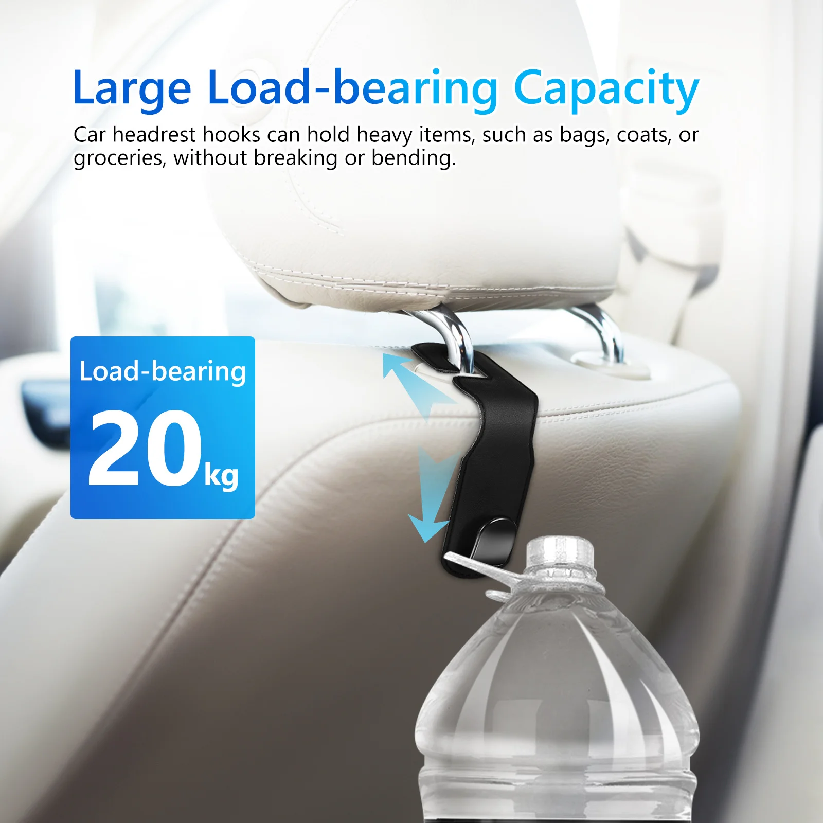 

2Pcs Car Headrest Hooks Reinforced Heavy Load Back Seat Purse Holder Car Storage Organizer Auto Accessories Headrest Hanger Hook