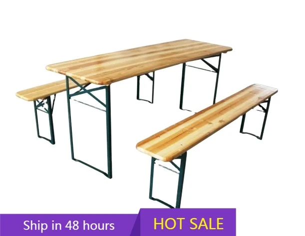 YTYIN Mobília ao ar livre dobrável de madeira para acampamento, piquenique, mesa e banco de cerveja CNLF
