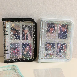 A5 Zipper Binder Cover Glitter Transparent Loose Leaf Diary-Bullet Organizer Case PVC Photo Card Holder Stationery Supplies