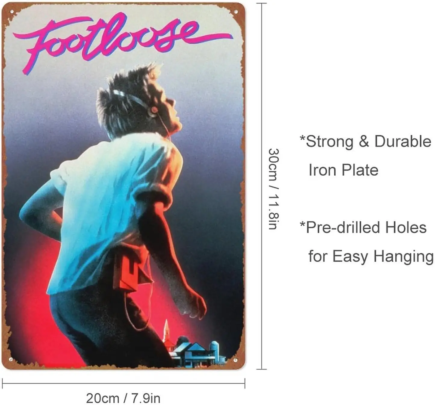 Classic Movie Poster Footloose 1984 Metal Tin Sign Vintage Plaque Poster 12 X 8 Inches RONGGUOX37-C