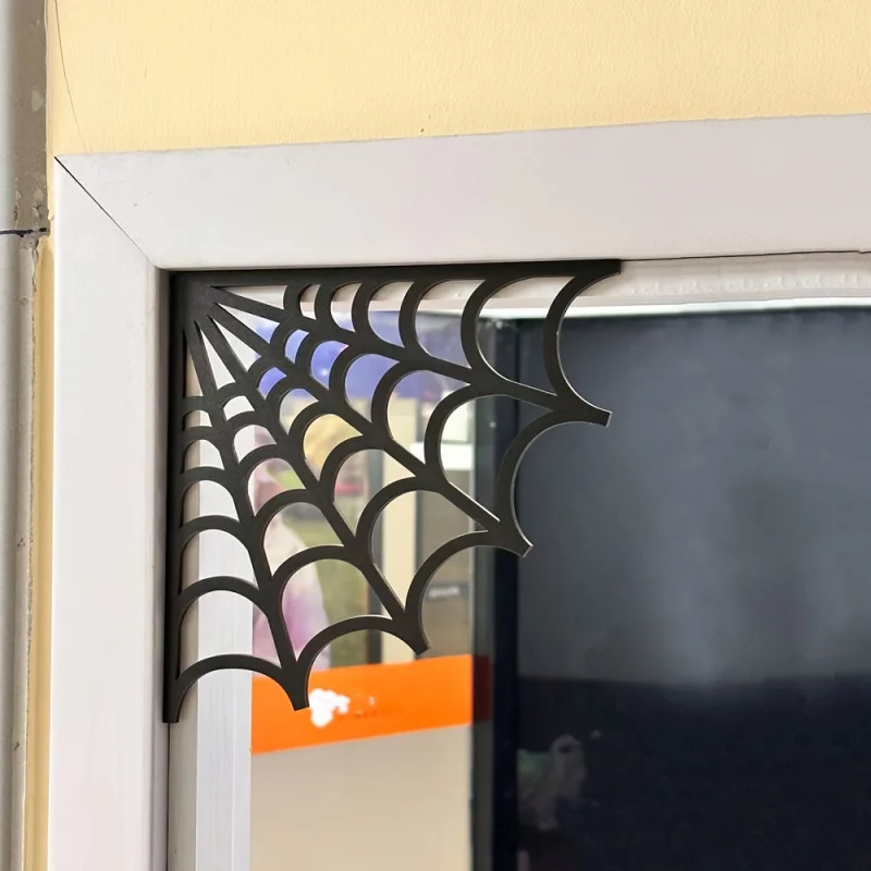 2 unids/set de decoraciones de marco de puerta de telaraña de Halloween, decoración de esquina de madera, decoración peculiar del hogar de Halloween
