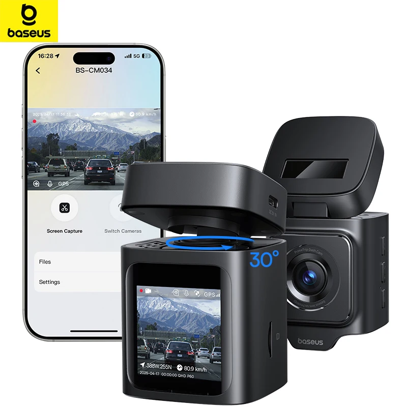 

Baseus Dash Cam 3K 140° Wide Angle With Night Vision Voice Control Built-in GPS Auto Loop Camera Recording Support 24H Parking