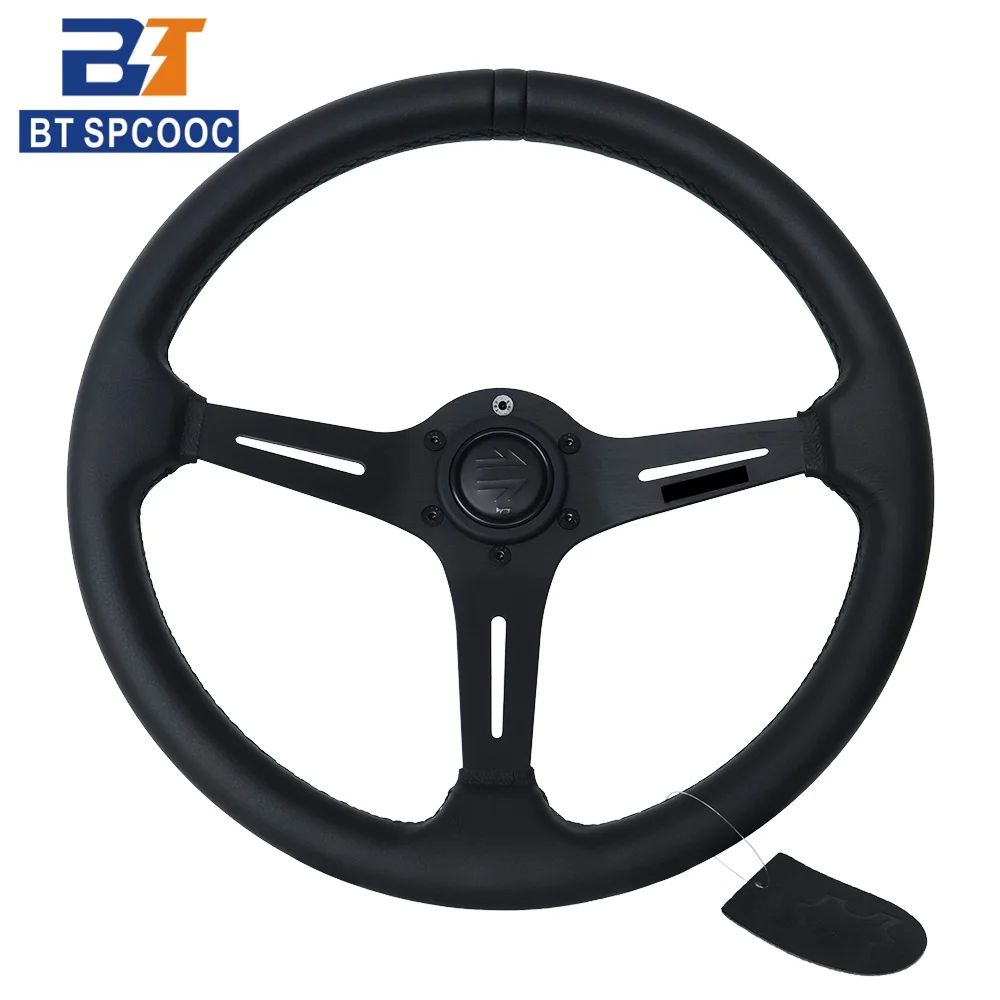 Black Edition 15 Zoll 370mm Rennsportlenkrad Echtleder Dicke Aluminiumspeichen – Detail 3