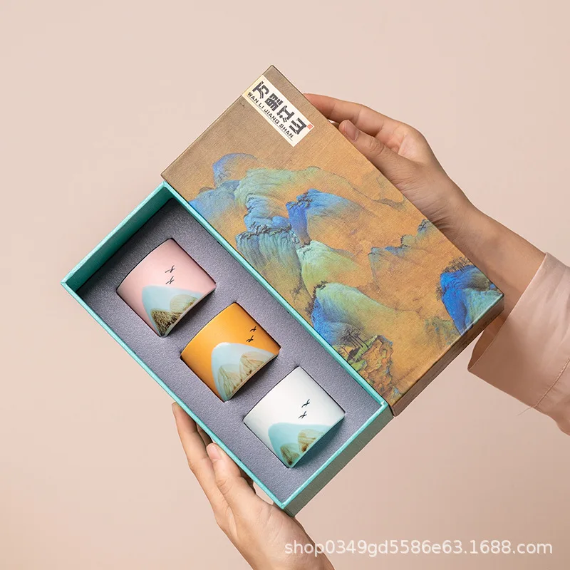 Chinese Style Thousand Miles Jiangshan Ceramics Creative Scented Candle Gift Box Niche Premium Gift No Fire Essential Oil Soybea