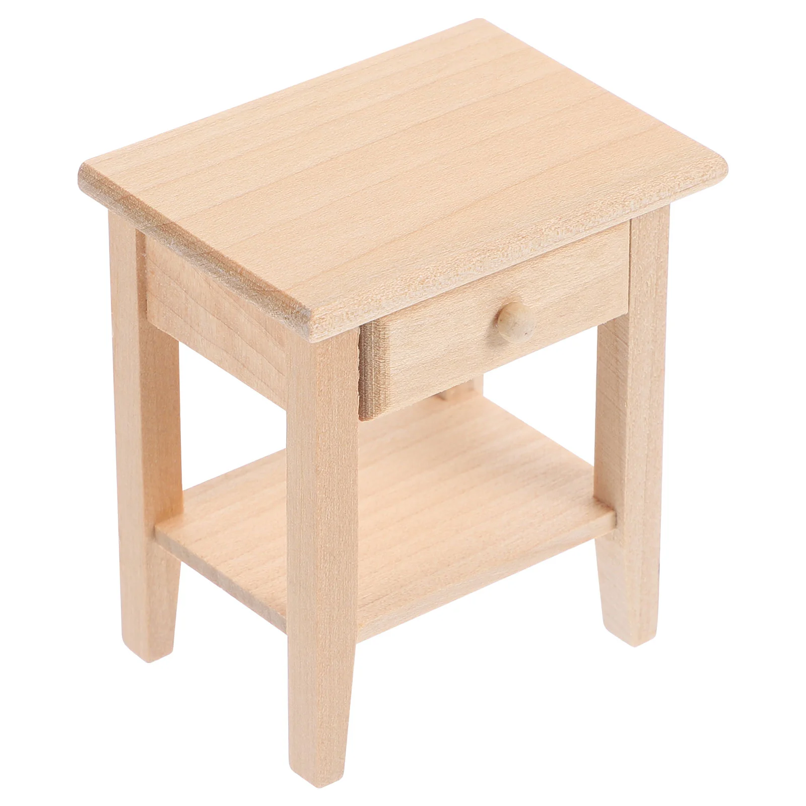 House Side Cabinet Mini Wood Nightstand Model Nightstands Toy Room Miniature Bedside Table Accessory Wooden