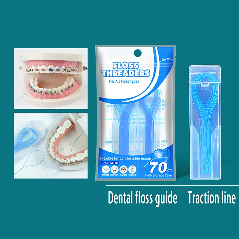 

35/70pcs Dental Floss Threaders Tooth Floss Holder Between Orthodontic Braces Bridge Traction Braces