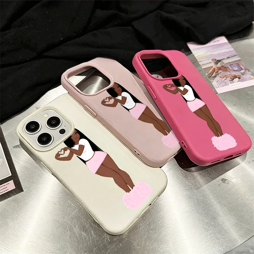 Dunkelhäutige heiße Mädchen Handyhülle für iPhone 17 16 15 14 13 12 Pro Max 16 15 14 Plus 17 16 15 14 Pro 17Air Silikon Matte Hülle – Detail 3