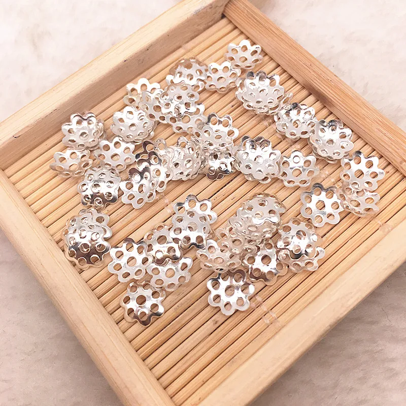 500pcs/lot 6mm 8mm Hollow Flower Petal End Spacer Beads Caps Charms Bead For Jewelry Making Accessories