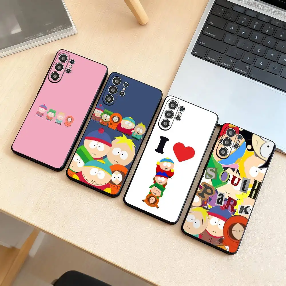 S-South Park  Phone Case For Samsung S25,S24,S21,S22,S23,S30,Ultra,S20,Plus,Fe,Lite,Note,10,Black Cover