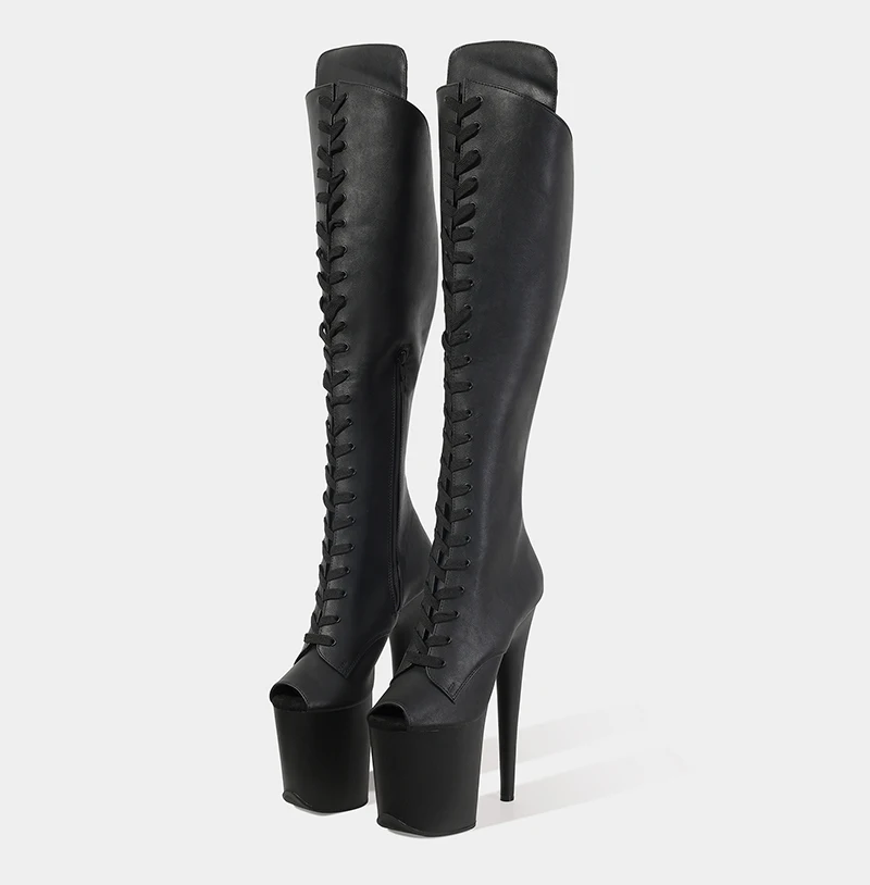 New Fashion Pole Dancing Shoes 20CM/8inches High Heel Peep Toe Platform Women\'s Modern Knee-High Boots HSMB202303