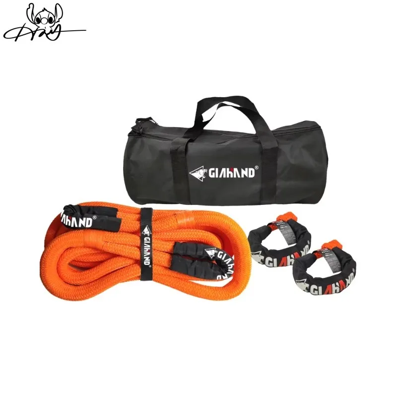 High Strength Synthetic Power Traction Rope 25mm 9m, Load Traction Emergency Tool Kit for Automotive Winch Rescue