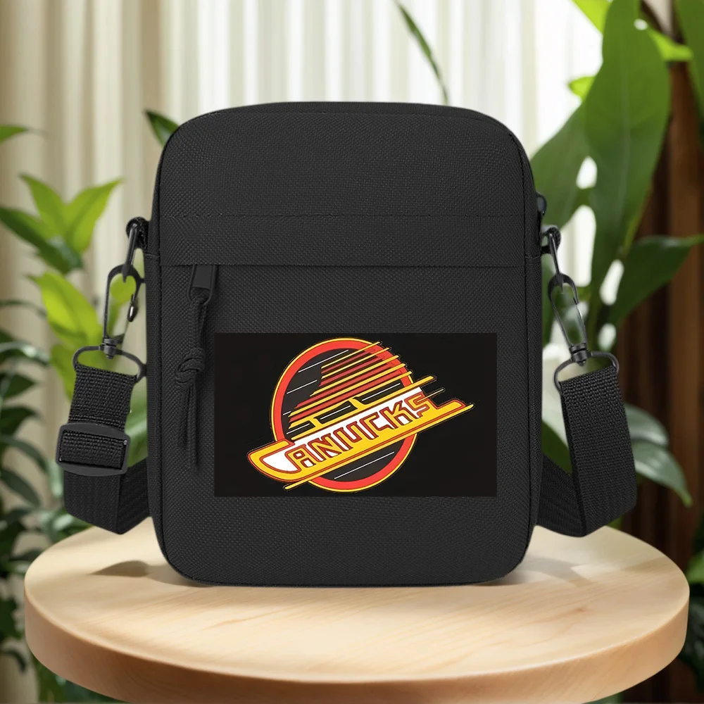 Canucks hockey emblem design. Men Crossbody Bag Single Shoulder Women Cartoon Anime Film Printing Design Unisex