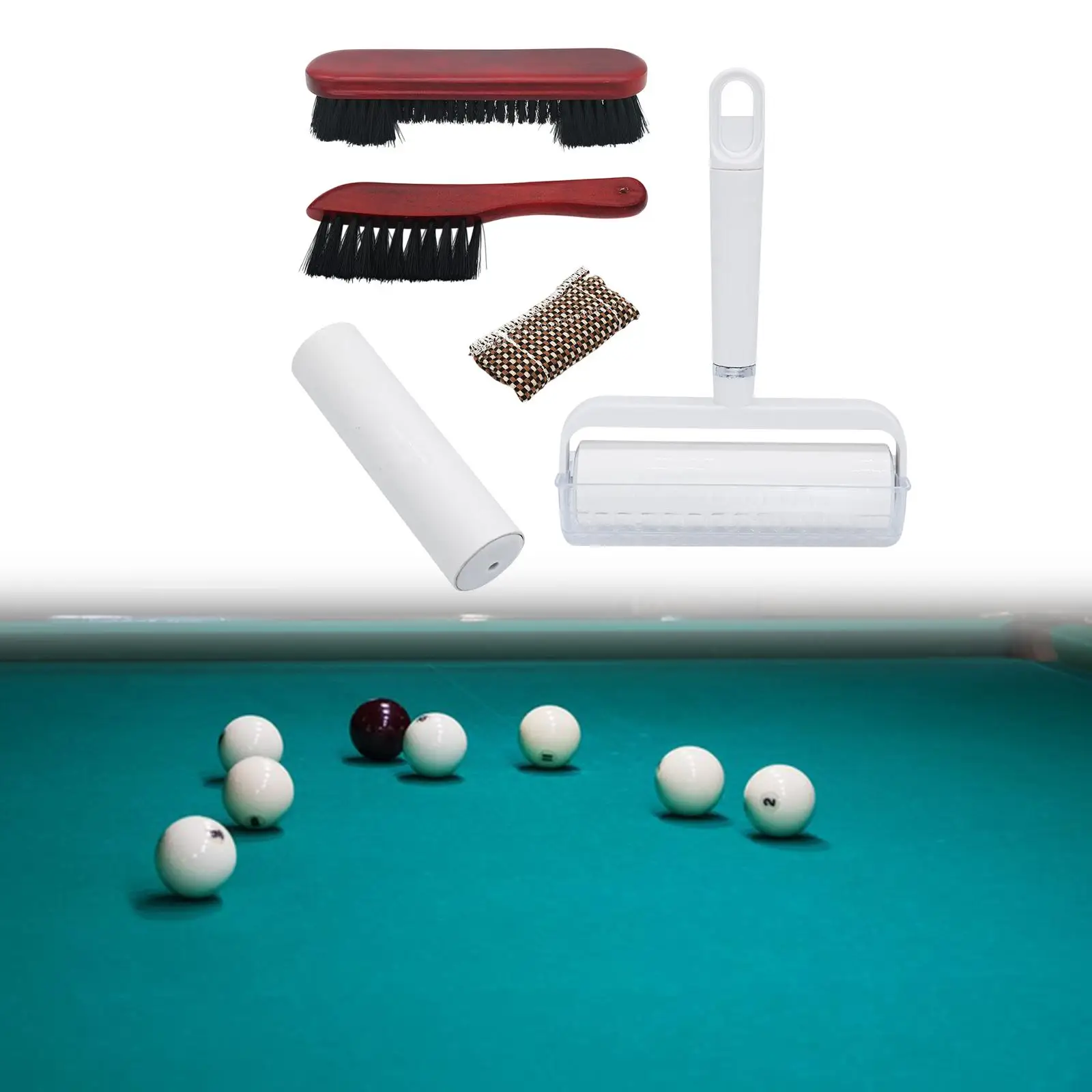 

Pool Table Brush Set with Sticky Roller Snooker Table Brush Professional Portable Pool Table Accessories for Gym Bar Starters