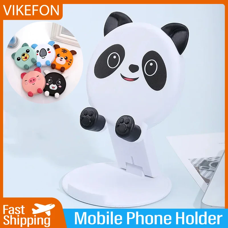 VIKEFON Cartoon Portable Mobile Phone Holder Desktop Bracket Universal Foldable Lifting Bracket Creative Cute Bracket For Phones