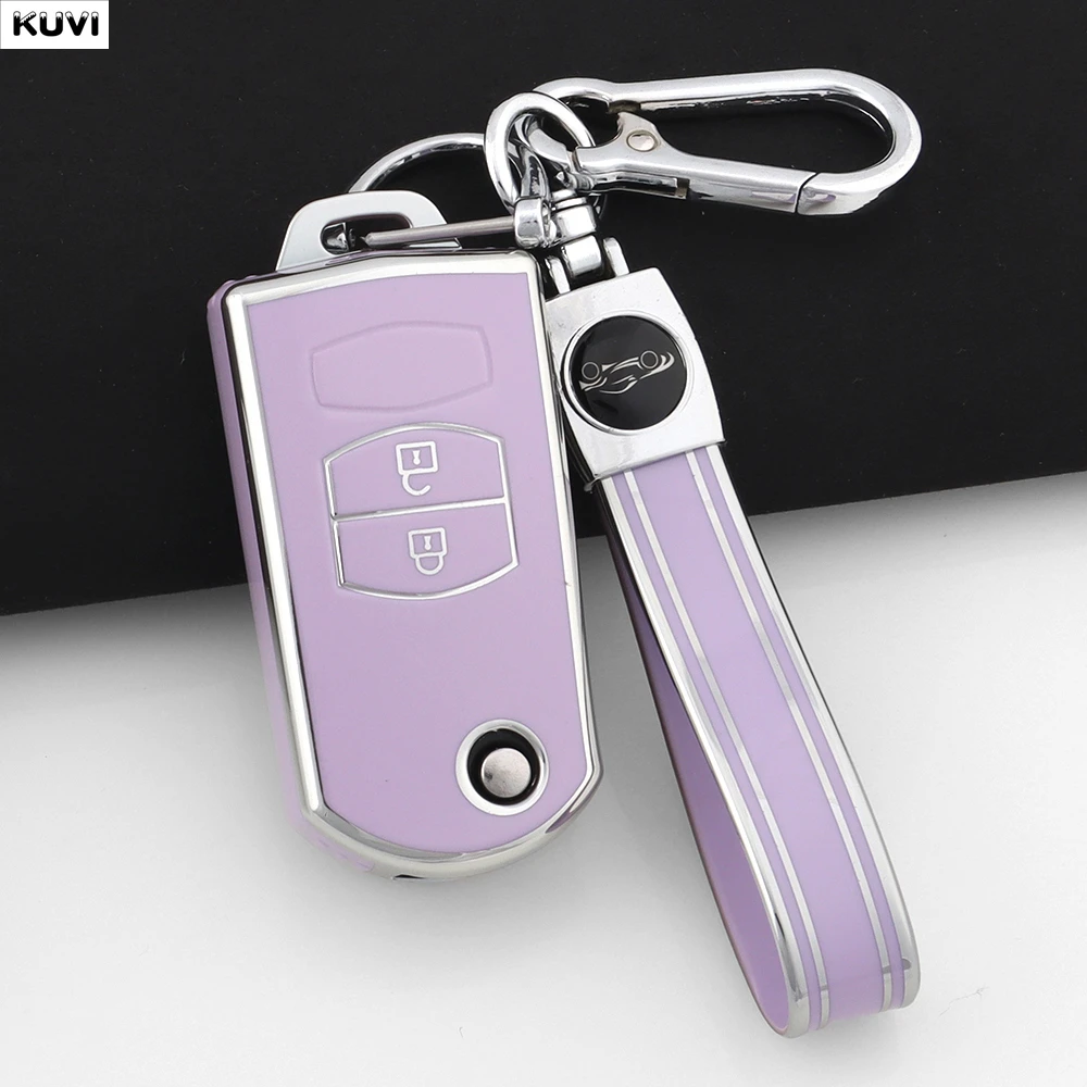 Funda Protectora de TPU para Llave de Coche con 2 o 3 Botones, Carcasa Plegable para Llavero, Compatible con Mazda 2 3 5 6 CX7 CX9 RX8 MX5 MPV Demio