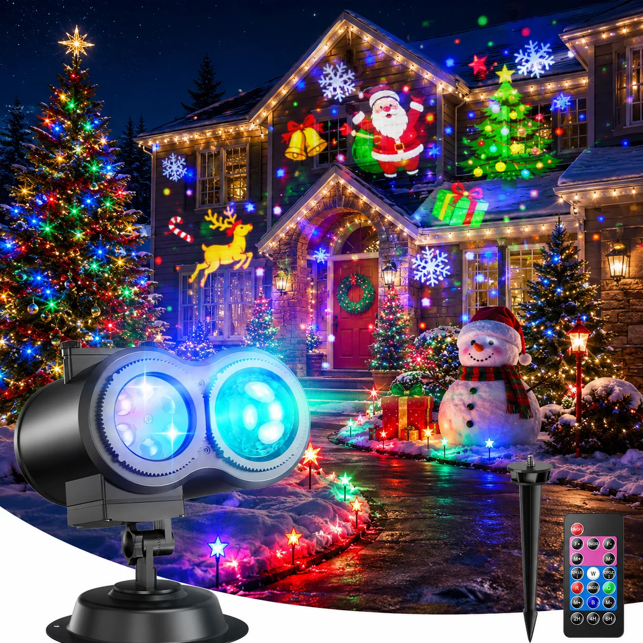 2-in-1-Feiertagsprojektor-LED-Leuchten, IP45 wetterfeste Außeneffekte (Muster + Meereswellen) mit Timer, Halloween-Weihnachtsbeleuchtung für Partydekoration