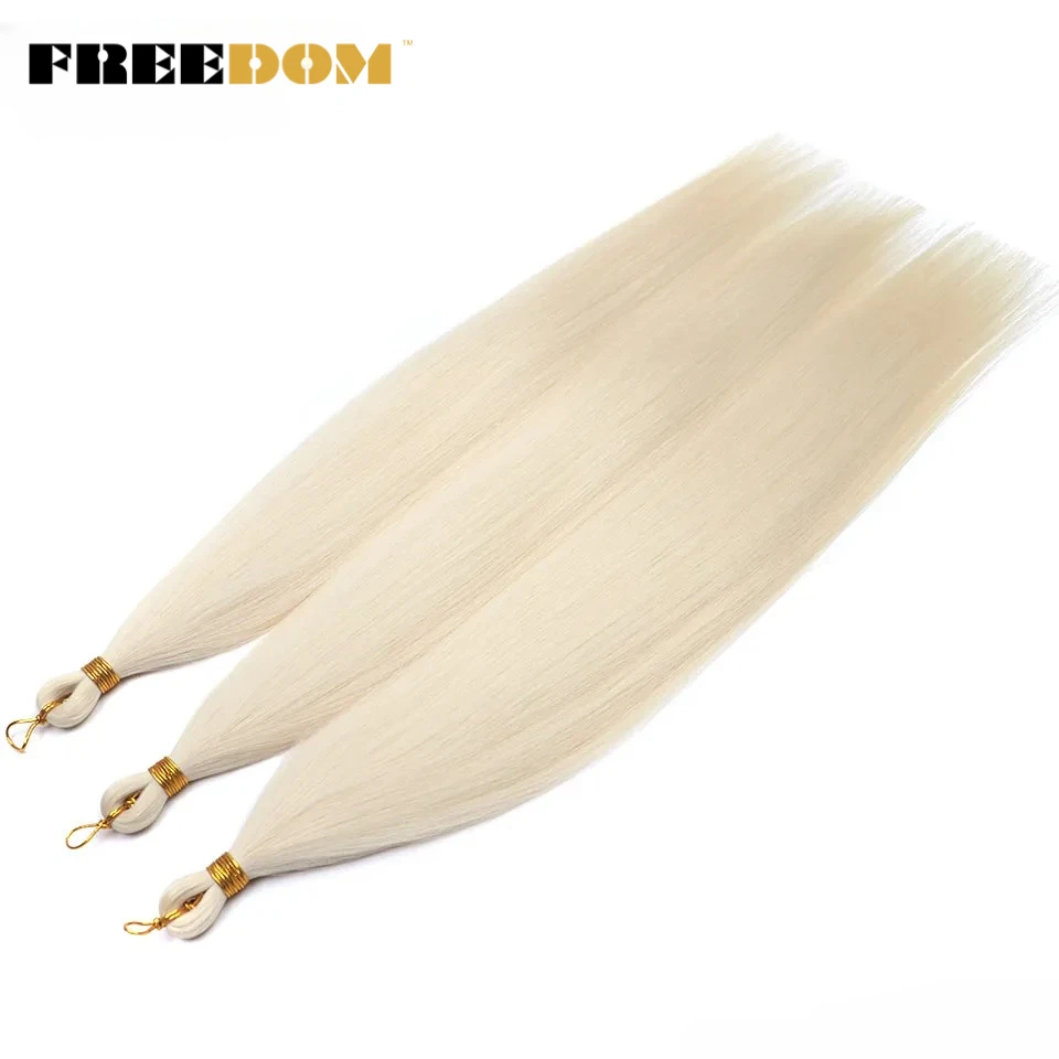 FREEDOM Ariel Glattes Haar Bündel Synthetische Häkel-Flechthaarverlängerungen 28 Zoll/3 Stück Ombre Braun Regenbogen-Flechthaar – Detail 9