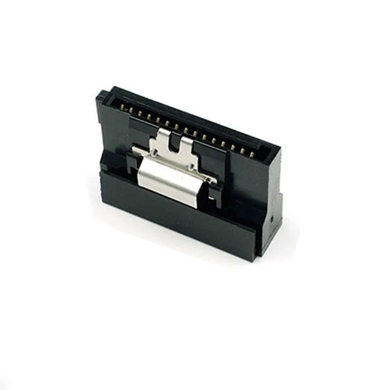 Black SATA 15Pin Female Power Connector With Metal Lock 90 Degree & 180 Degree End Cap