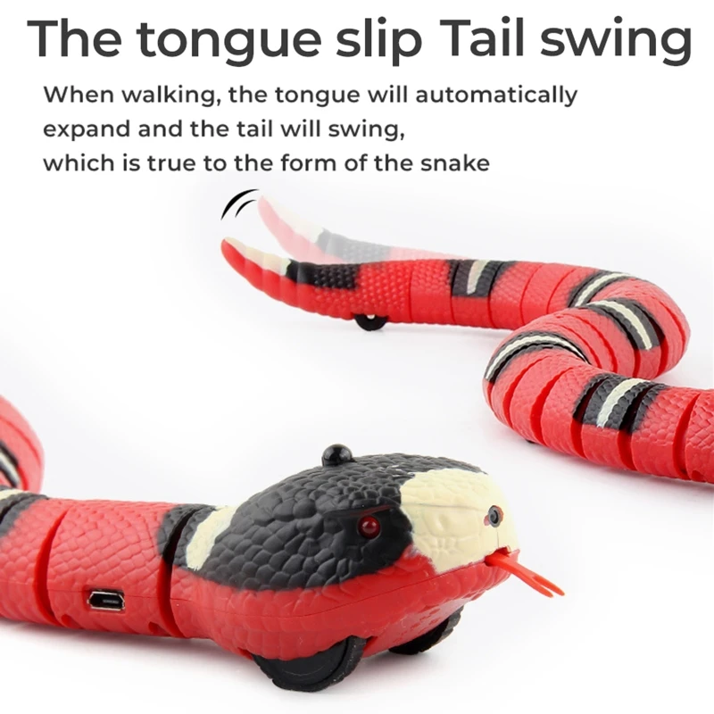 2024 New Electric Moving Snake Interactive Toys for Indoor Cats Realistic Wiggle Sensing Snakes Kitten Chasing Kickers Toy