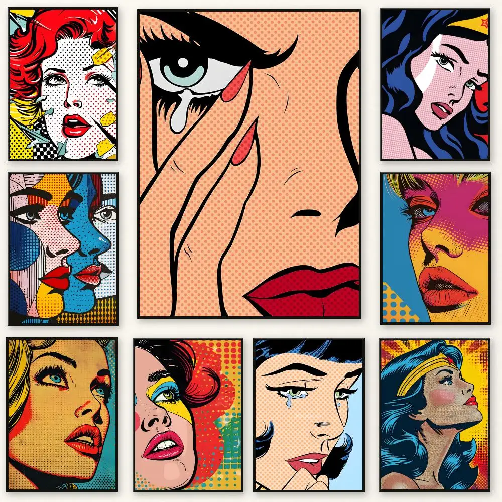 Pop Artist R-Roy Lichtenstein Poster Frameless Peel-and-Stick Removable Wall Art Print
