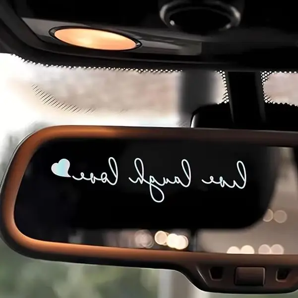 

2Pcs Creative English Inspirational Car Rearview Mirror Decal Cute Car Vinyl Funny Art Sticker Decor Car Interior Accessories