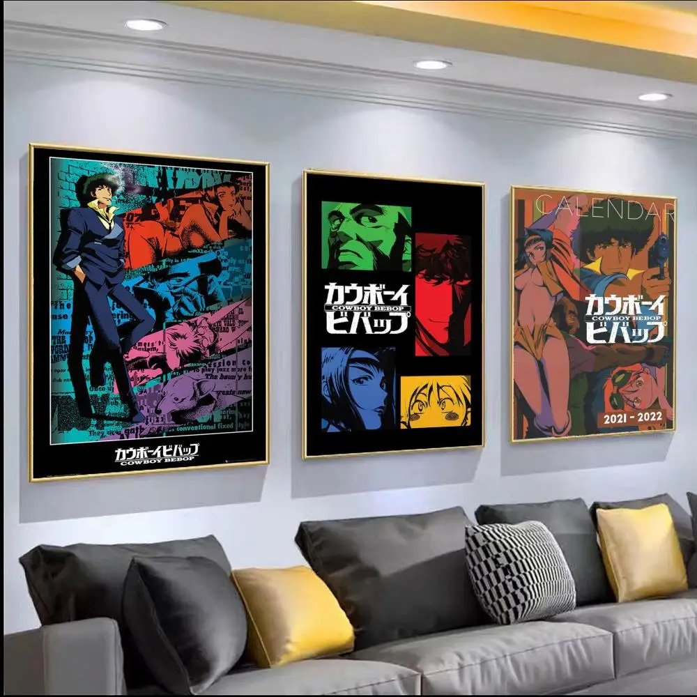 C-Cowboy B-Bebop Anime Poster HD PVC Self Adhesive Wall Art - Waterproof Reusable For Home Office Cafe