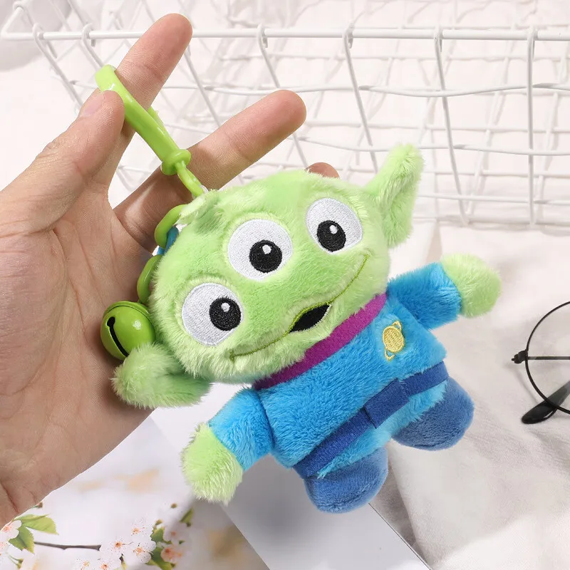 Disney Toy Story Alien-llavero de peluche para niño, colgante de tres ojos, mochila escolar, regalo de cumpleaños