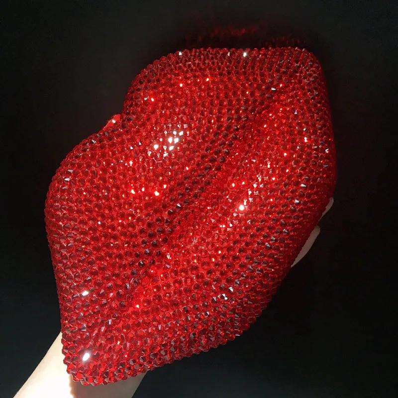 Women Red Lips Clutch Bag High Quality Ladies Acrylic Chain Shoulder Bag Bolsa Evening Bag Lips Shape Purse