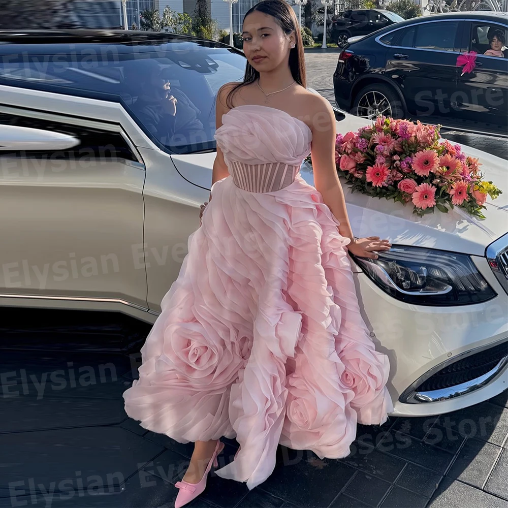 Romantische Damen-Abendkleider in A-Linie, trägerlos, maßgeschneidert, فسات Cosa Na__ Prom-Abschlussball-Kleider, ärmellos, Prinzessin فسات Adri Nad Nad Nad