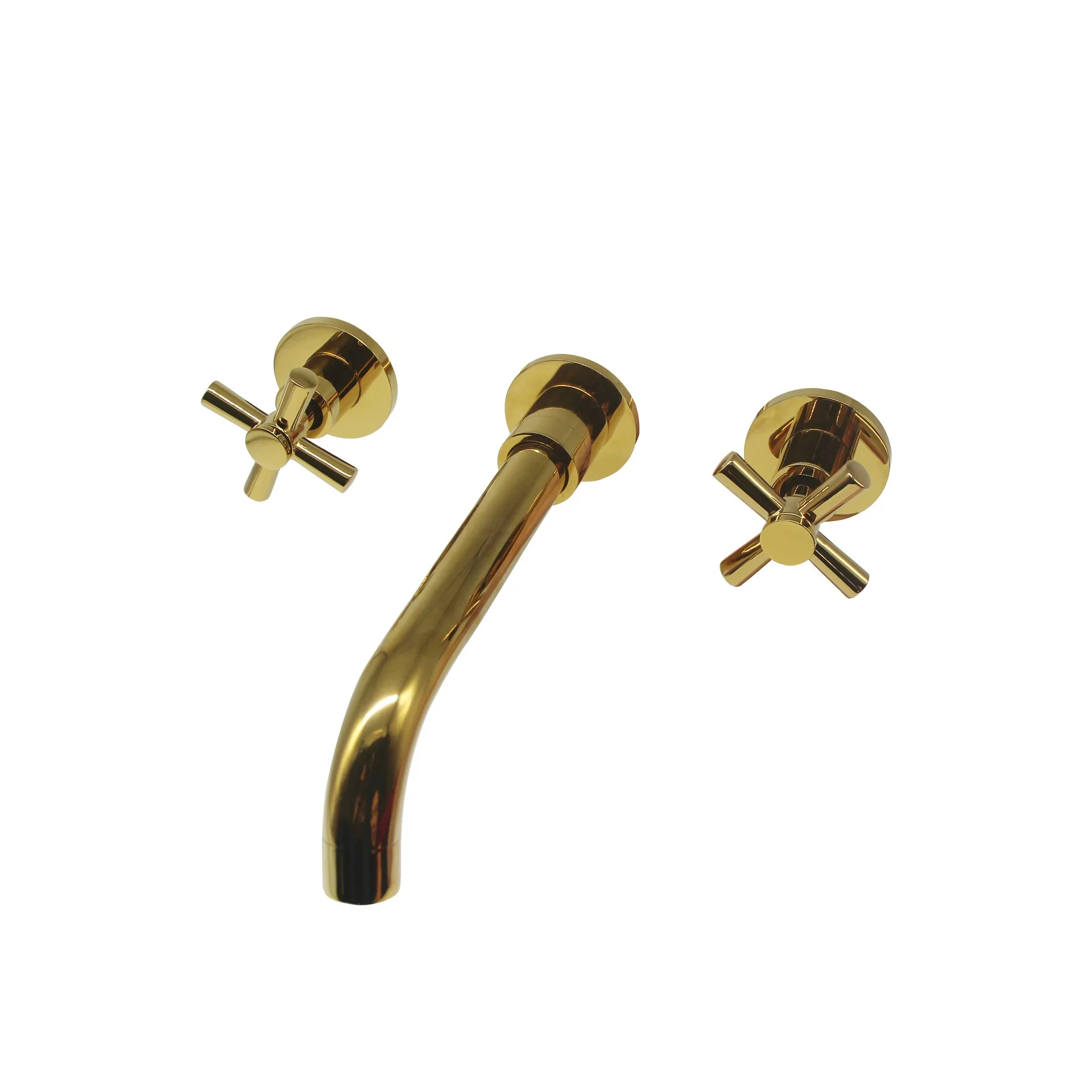 

Vintage Antique Style Brass Double Handle Wall Bathroom Sink Faucet Hot & Cold Tap